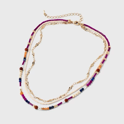 Semi-Precious Aventurine Jasper Lapis Opal Quartz Beaded Necklace Set 3pc - Universal Thread™ 3 Semi-Precious Aventurine Jasper Lapis Opal Quartz Beaded Necklace Set 3pc - Universal Thread™ - Image 3