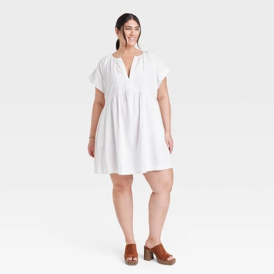 Women's Short Sleeve Linen Mini Shift Dress - Universal Thread™ 8 Women's Short Sleeve Linen Mini Shift Dress - Universal Thread™ - Image 8