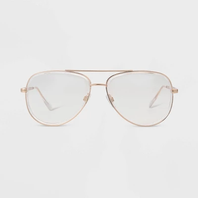 Women's Metal Aviator Blue Light Filtering Reading Glasses - Universal Thread™ Gold 3 Women's Metal Aviator Blue Light Filtering Reading Glasses - Universal Thread™ Gold - Image 3