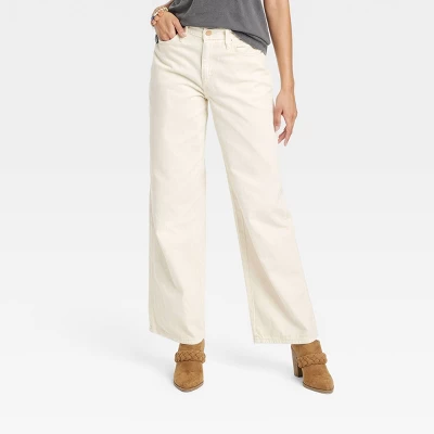 Women's High-Rise Wide Leg Jeans - Universal Thread™ Off-White 3 Women's High-Rise Wide Leg Jeans - Universal Thread™ Off-White - Image 3