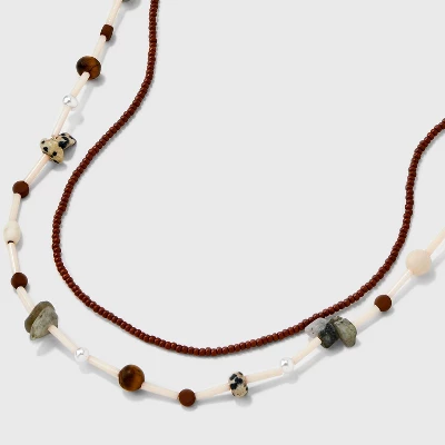 Necklace Semi-Precious Jasper Tiger Eye Labradorite Opal Beaded Necklace Set 2pc - Universal Thread™ 3 Necklace Semi-Precious Jasper Tiger Eye Labradorite Opal Beaded Necklace Set 2pc - Universal Thread™ - Image 3