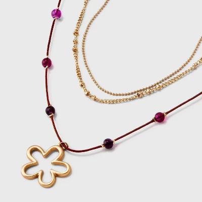 Mixed Quartz Stationed Chain And Beaded Necklace Set 3pc - Universal Thread™ 3 Mixed Quartz Stationed Chain And Beaded Necklace Set 3pc - Universal Thread™ - Image 3