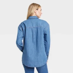 Women's Long Sleeve Oversized Button-Down Shirt - Universal Thread™ Blue