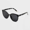 Women's Shiny Plastic Tortoise Shell Round Sunglasses - Universal Thread™ Gray
