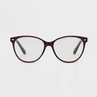 Women's Gloss Plastic Cateye Blue Light Filtering Reading Glasses - Universal Thread™ Burgundy 2 Women's Gloss Plastic Cateye Blue Light Filtering Reading Glasses - Universal Thread™ Burgundy - Image 2