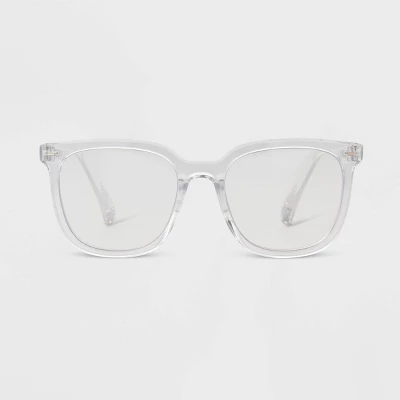 Women's Gloss Plastic Square Blue Light Filtering Reading Glasses - Universal Thread™ Clear 2 Women's Gloss Plastic Square Blue Light Filtering Reading Glasses - Universal Thread™ Clear - Image 2