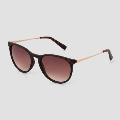 Women's Tortoise Shell Print Plastic Round Sunglasses - Universal Thread™ Brown 1 Women's Tortoise Shell Print Plastic Round Sunglasses - Universal Thread™ Brown
