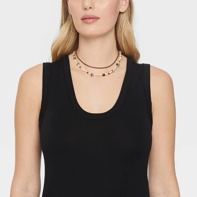 Necklace Semi-Precious Jasper Tiger Eye Labradorite Opal Beaded Necklace Set 2pc - Universal Thread™ 1 Necklace Semi-Precious Jasper Tiger Eye Labradorite Opal Beaded Necklace Set 2pc - Universal Thread™