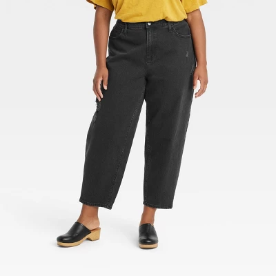 Women's High-Rise Balloon Jeans - Universal Thread™ Black 4 Women's High-Rise Balloon Jeans - Universal Thread™ Black - Image 4