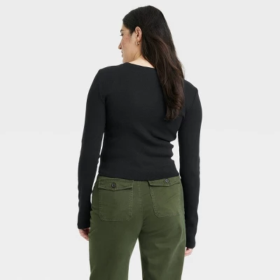 Women's Long Sleeve Shrunken Rib T-Shirt - Universal Thread™ 1 Women's Long Sleeve Shrunken Rib T-Shirt - Universal Thread™