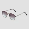 Women's Narrow Metal Geo Round Sunglasses - Universal Thread™ Silver