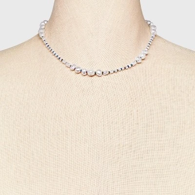 Mixed Simulated Pearl Beaded Necklace - Universal Thread™ Ivory 2 Mixed Simulated Pearl Beaded Necklace - Universal Thread™ Ivory - Image 2