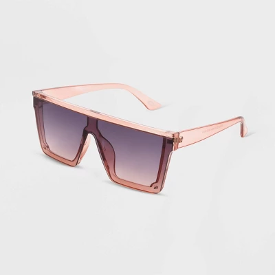Women's Shiny Plastic Shield Sunglasses - Universal Thread™ Rose Pink 1 Women's Shiny Plastic Shield Sunglasses - Universal Thread™ Rose Pink
