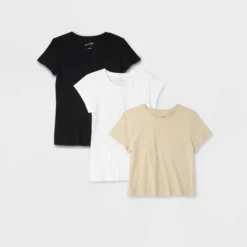 Women's 3pk Slim Fit Short Sleeve T-Shirt - Universal Thread™ White/Beige/Black -Best Women Clothing GUEST 682f6098 a0a3 4680 bd0d cf89d7f02cc1