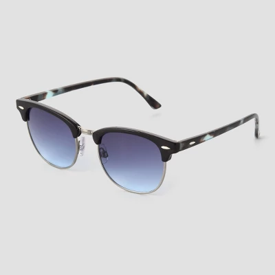 Women's Tortoise Shell Print Flat Top Retro Browline Sunglasses - Universal Thread™ Black 1 Women's Tortoise Shell Print Flat Top Retro Browline Sunglasses - Universal Thread™ Black