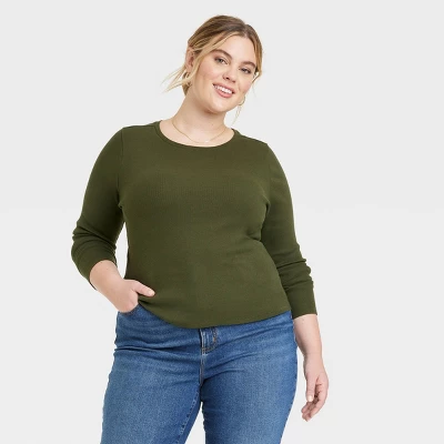 Women's Long Sleeve Shrunken Rib T-Shirt - Universal Thread™ 4 Women's Long Sleeve Shrunken Rib T-Shirt - Universal Thread™ - Image 4
