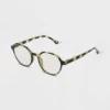 Women's Tortoise Print Shiny Plastic Round Blue Light Filtering Reading Glasses - Universal Thread™ Green