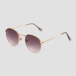 Women's Narrow Metal Round Sunglasses - Universal Thread™ Gold