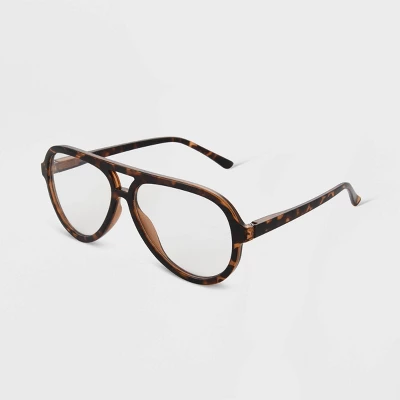Women's Gloss Plastic Aviator Blue Light Filtering Glasses - Universal Thread™ Tortoise 1 Women's Gloss Plastic Aviator Blue Light Filtering Glasses - Universal Thread™ Tortoise