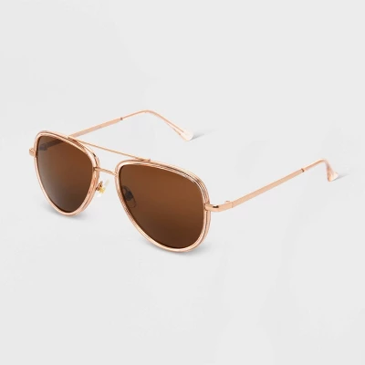 Women's Shiny Metal Aviator Sunglasses - Universal Thread™ Blush 1 Women's Shiny Metal Aviator Sunglasses - Universal Thread™ Blush
