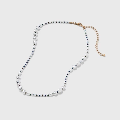 Mixed Simulated Pearl Beaded Necklace - Universal Thread™ Ivory 3 Mixed Simulated Pearl Beaded Necklace - Universal Thread™ Ivory - Image 3