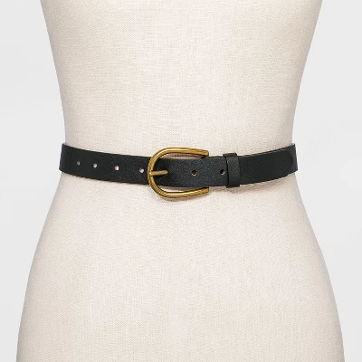 Women's Elongated Buckle Belt - Universal Thread™ Black M 1 Women's Elongated Buckle Belt - Universal Thread™ Black M