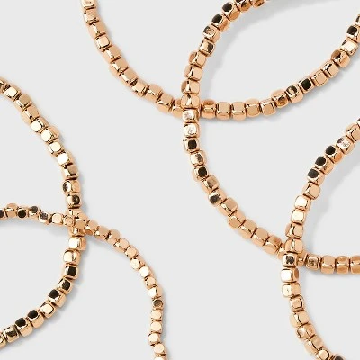 Beaded Stretch Bracelet Set 5pc - Universal Thread™ Gold 3 Beaded Stretch Bracelet Set 5pc - Universal Thread™ Gold - Image 3