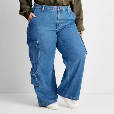 Women's High-Rise Wide Leg Denim Cargo Pants - Universal Thread™ 5 Women's High-Rise Wide Leg Denim Cargo Pants - Universal Thread™ - Image 5