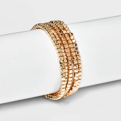 Beaded Stretch Bracelet Set 5pc - Universal Thread™ Gold 1 Beaded Stretch Bracelet Set 5pc - Universal Thread™ Gold
