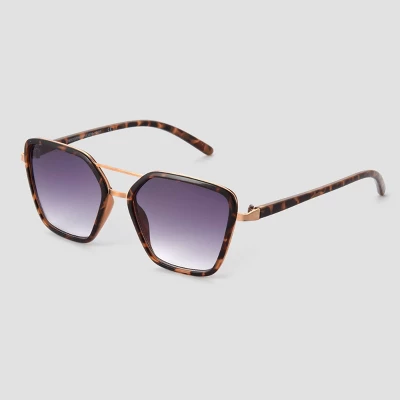 Women's Tortoise Shell Print Plastic Aviator Sunglasses - Universal Thread™ Gold 1 Women's Tortoise Shell Print Plastic Aviator Sunglasses - Universal Thread™ Gold