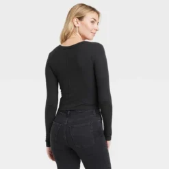 Women's Long Sleeve Ribbed Scoop Neck T-Shirt - Universal Thread™