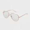 Women's Gloss Metal Aviator Blue Light Filtering Reading Glasses - Universal Thread™ Clear Gold