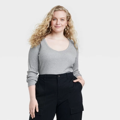 Women's Long Sleeve Ribbed V-Neck T-Shirt - Universal Thread™ 5 Women's Long Sleeve Ribbed V-Neck T-Shirt - Universal Thread™ - Image 5