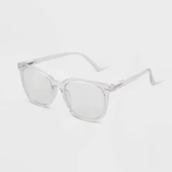 Women's Crystal Plastic Square Blue Light Filtering Reading Glasses - Universal Thread™ Clear