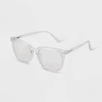 Women's Gloss Plastic Square Blue Light Filtering Reading Glasses - Universal Thread™ Clear 1 Women's Gloss Plastic Square Blue Light Filtering Reading Glasses - Universal Thread™ Clear