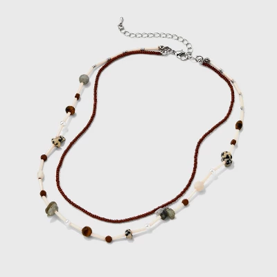 Necklace Semi-Precious Jasper Tiger Eye Labradorite Opal Beaded Necklace Set 2pc - Universal Thread™ 2 Necklace Semi-Precious Jasper Tiger Eye Labradorite Opal Beaded Necklace Set 2pc - Universal Thread™ - Image 2