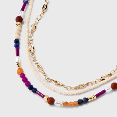 Semi-Precious Aventurine Jasper Lapis Opal Quartz Beaded Necklace Set 3pc - Universal Thread™ 4 Semi-Precious Aventurine Jasper Lapis Opal Quartz Beaded Necklace Set 3pc - Universal Thread™ - Image 4