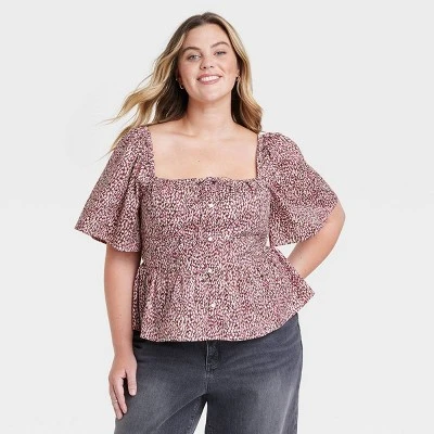 Women's Flutter Short Sleeve Corset Blouse - Universal Thread™ 4 Women's Flutter Short Sleeve Corset Blouse - Universal Thread™ - Image 4