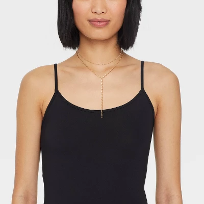 Y-Line Necklace Set 2pc - Universal Thread™ Gold 1 Y-Line Necklace Set 2pc - Universal Thread™ Gold