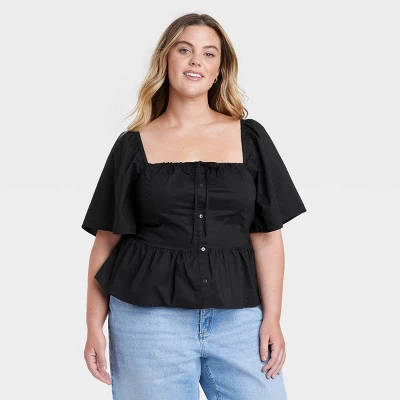 Women's Flutter Short Sleeve Corset Blouse - Universal Thread™ 3 Women's Flutter Short Sleeve Corset Blouse - Universal Thread™ - Image 3