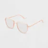 Women's Shiny Metal Square Blue Light Filtering Glasses - Universal Thread™ Tan